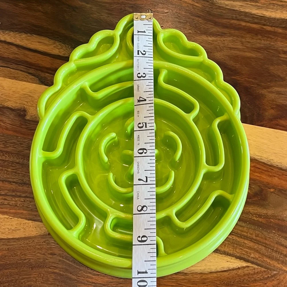 NIB Lime Green Strawberry Flower Pet Slow Feeder Bowl